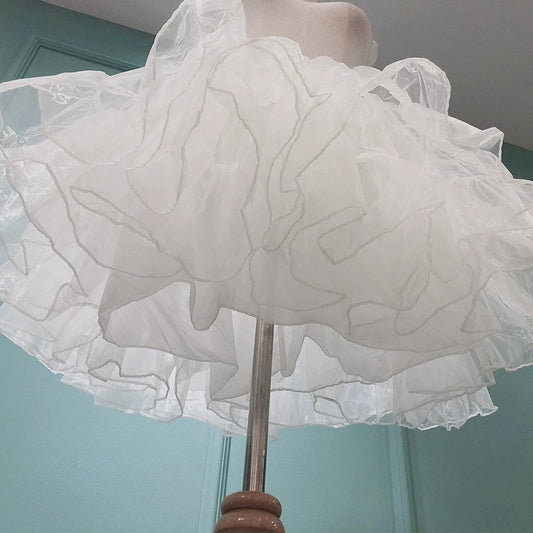 Lolita Cosplay Organza Ruffles Short Petticoat Underskirt for Girls Tutu Half Slips Bridal Accessorie