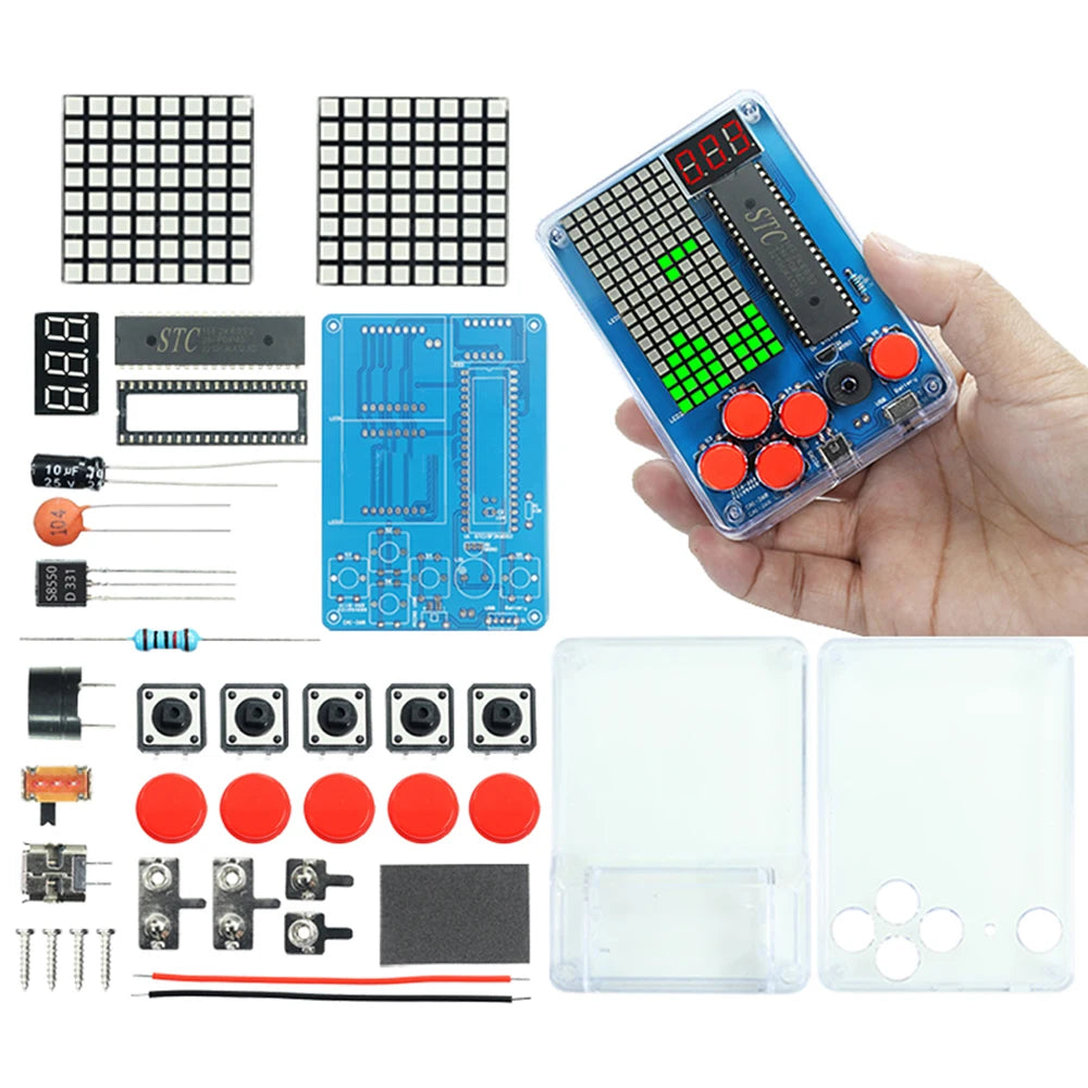 DIY Kit Electronic Pixel Game Console LED Dot Matrix Digital Tube Display DIY Soldering Kit STC15F2K60S2 MCU Double-Sided PCB - Shoppiline