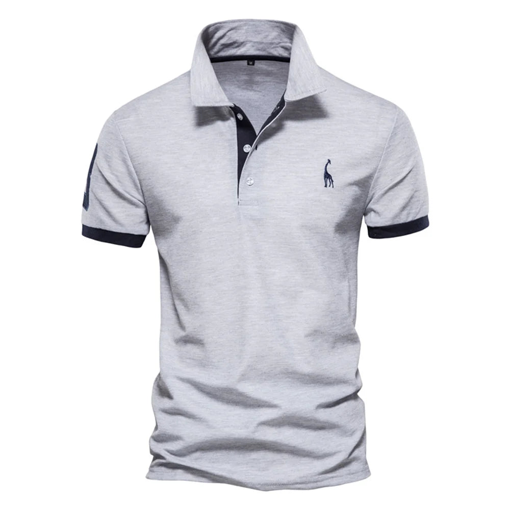 Dropshipping Polo Giraffe Hemd Herren Qualität Stickerei Sommer Kurzarm Polo Casual Business Social Herren Poloshirts BR Größe