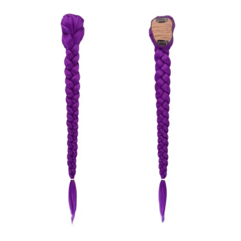 Movie Purple 26inch Heat-resistant Synthetic Wig Braided Hair Accessory Clip On Hairstyle Decoration For Girl Women Cosplay Prop