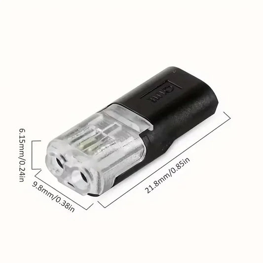 50pcs Double-Wire Plug-in Connector with Locking Buckle Pluggable LED Wire Connector 2 Pin 2 Way Universal Compact Wire