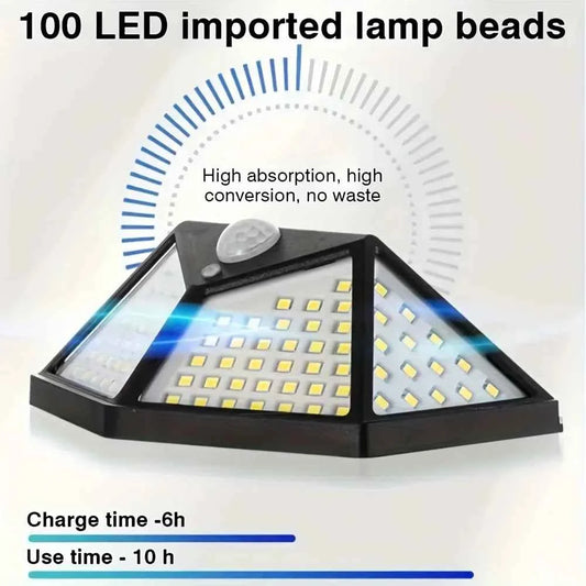 100LED Solar Flood Lights 3 Modes Outdoor Solar Motion Security Solar Light Waterproof for Garden Patio Garage Wall Light