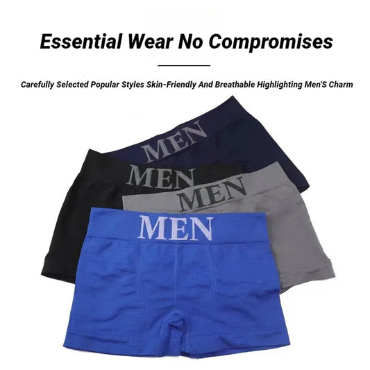 Lot de 5 Boxers Confortables pour Hommes, Couleur Unie, Haute Élasticité, Respirants