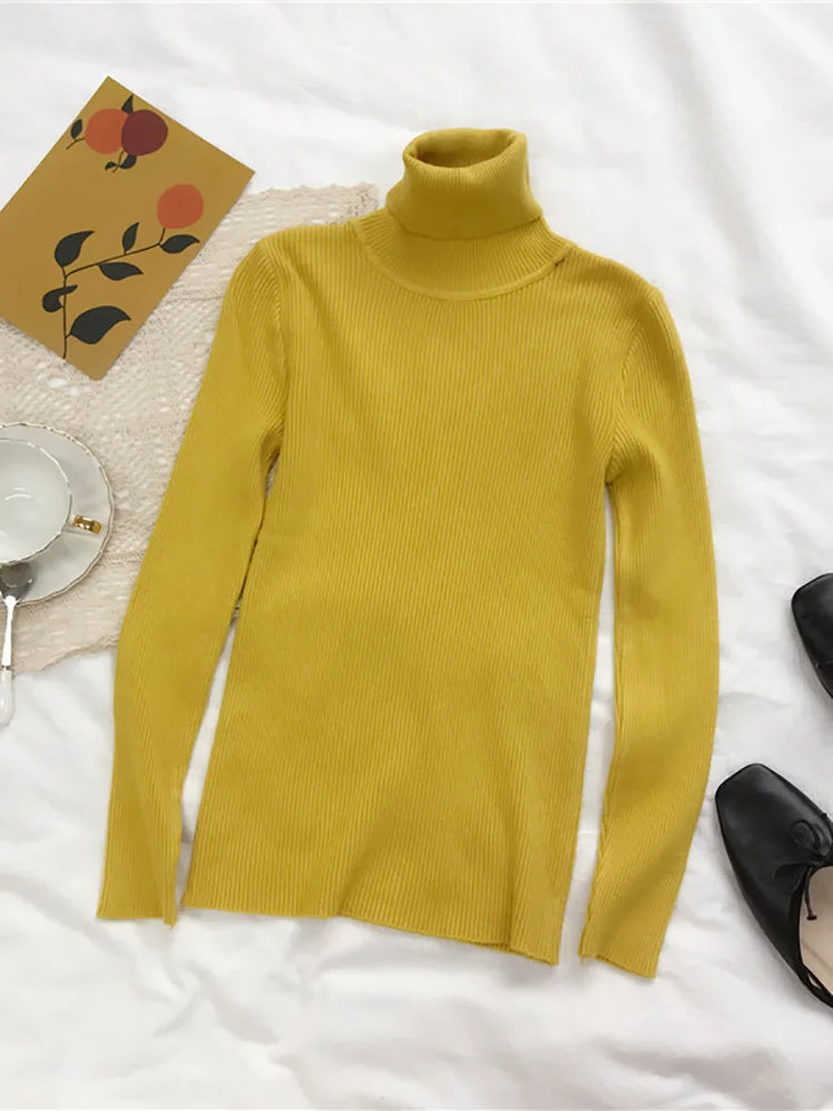 Turtleneck Sweater Womens 2026 Autumn Winter Tops Korean Slim Women Pullover Jumper Knitted Sweater Pull Femme Hiver Truien