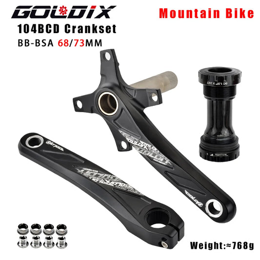 GOLDIX Bicycle Crank Chainring 104BCD MTB Bike Crank Aluminum Alloy with Bottom 170mm Crank Black 32T 34T 36T 38T Plate - Shoppiline