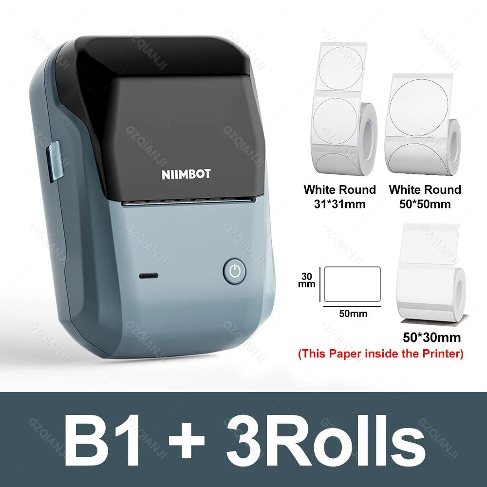 Niimbot B1 Mini Label Thermal Printer Portable Self-Adhesive Bluetooth Maker Machine For Round UV Tag Stickers Labels Rolls - Shoppiline