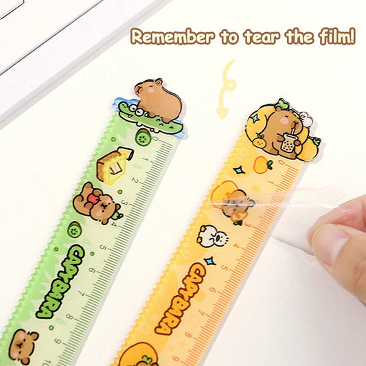 15cm Capybara Ruler Wavy Lines Drawing Tools Acrylic Cute Cartoon Straight Ruler Stationery School Office Supplies