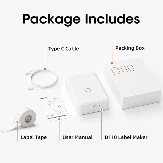Niimbot D110 Portable Mini Printer Thermal Adhesive Sticker Label Printer Inkless Pocket Label Maker UV Printer For Mobile Label