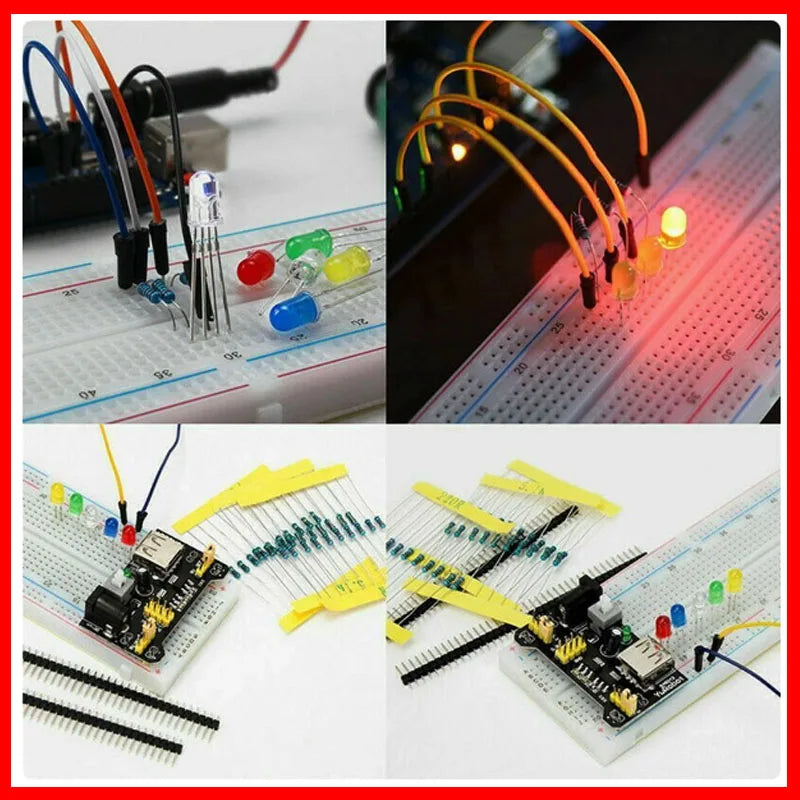 Start 830 Breadboard Kit MB-102 for UNO R3 Component Pack Beginner Electronic Components Electrolytic Capacitor Resistor led