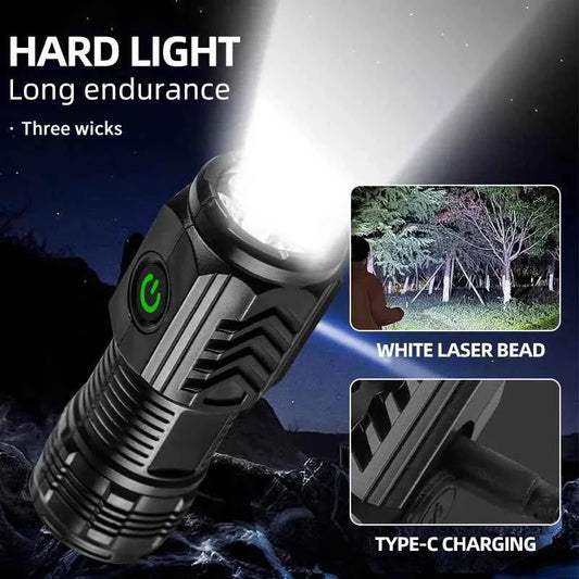 Three-eyed monster LED flashlight, a must-have for night travel, portable, high brightness, strobe lighting