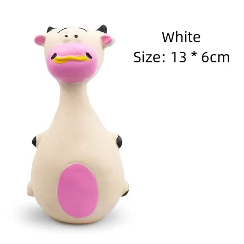 Hot 1 Piece Fat Bellied Cartoon Fun Bite Resistant Latex Sound Dog Toy Purple Elephant White Cow Brown Optional