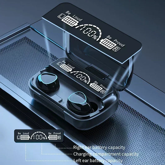 New Bluetooth Earphones Handfree LED Dispay Headphones Bluetooth Music Wireless Earbuds Waterproof Headset For smartphones