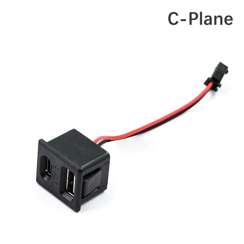 1 Pcs Noir Double Couche USB Femelle Type-C Douille et USB Femelle Lampe Prise de Charge Prise de Courant avec Connecteur de Câble