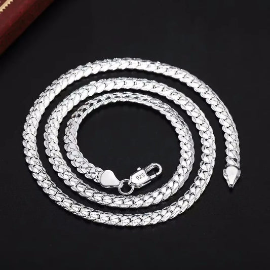 New 20-60cm Silver Color Plated Luxury Brand Design Noble 6mm Necklace Chain For Woman Men Fashion Wedding Engagement Jewelry