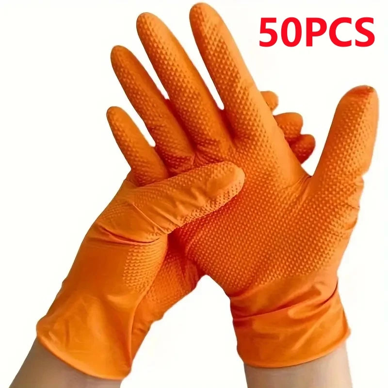 8mil Nitrile Gloves Thick 30/50PCS Industrial Disposable Gloves with Diamond Textured Latex Free Heavy Duty Mechanic Auto Gloves - Shoppiline