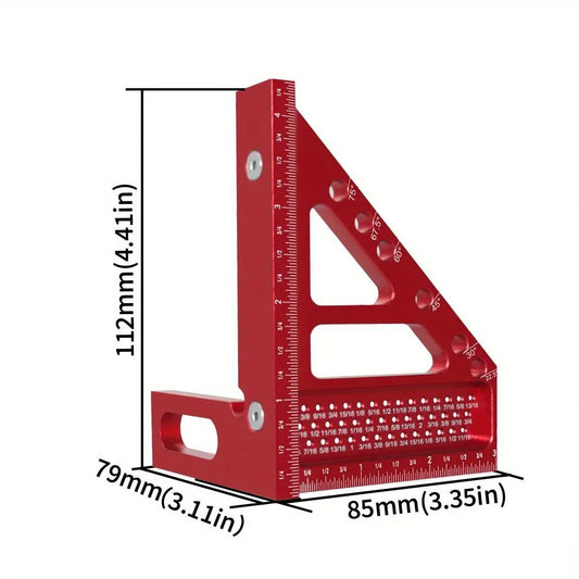 3D Multi-Angle Metric/Inch Measuring Ruler, 45/90 Degree Aluminum Alloy Square Protractor, High Precision Layout Measuring Tool - Shoppiline