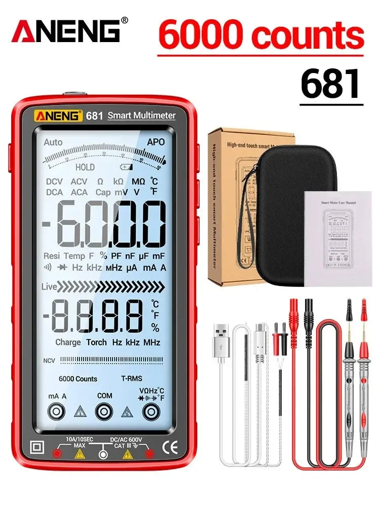 ANENG 681 Non-contact Voltage Tester AC/DC Rechargable Digital Professional MultimeterVoltage Meter LCD Screen Current Tester - Shoppiline