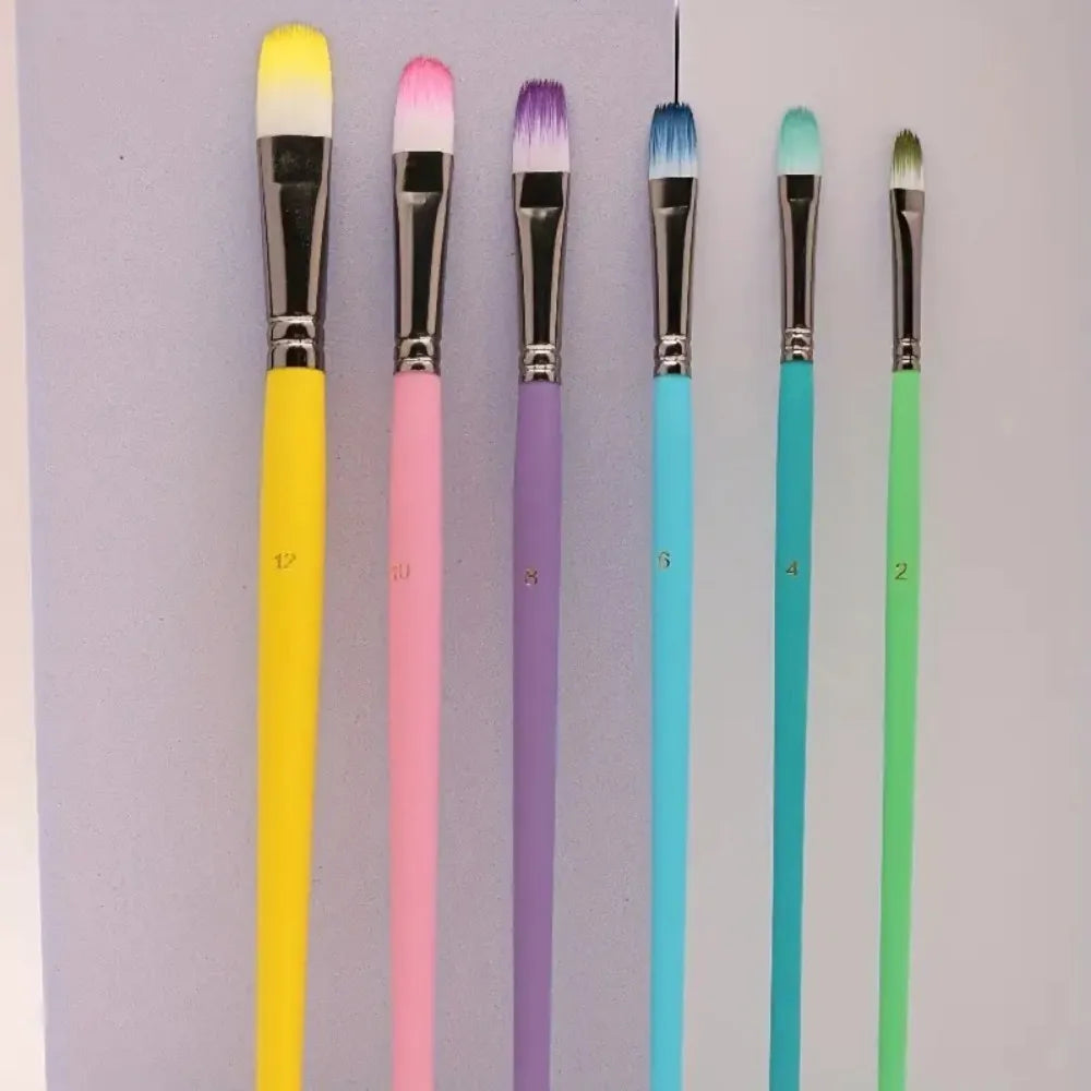 6Pcs Professional Paint Brushes Set, Artist Paintbrush, Easter Egg Brush, Art Painting Supplies, Nylon Round Pointed Flat for Acrylic
