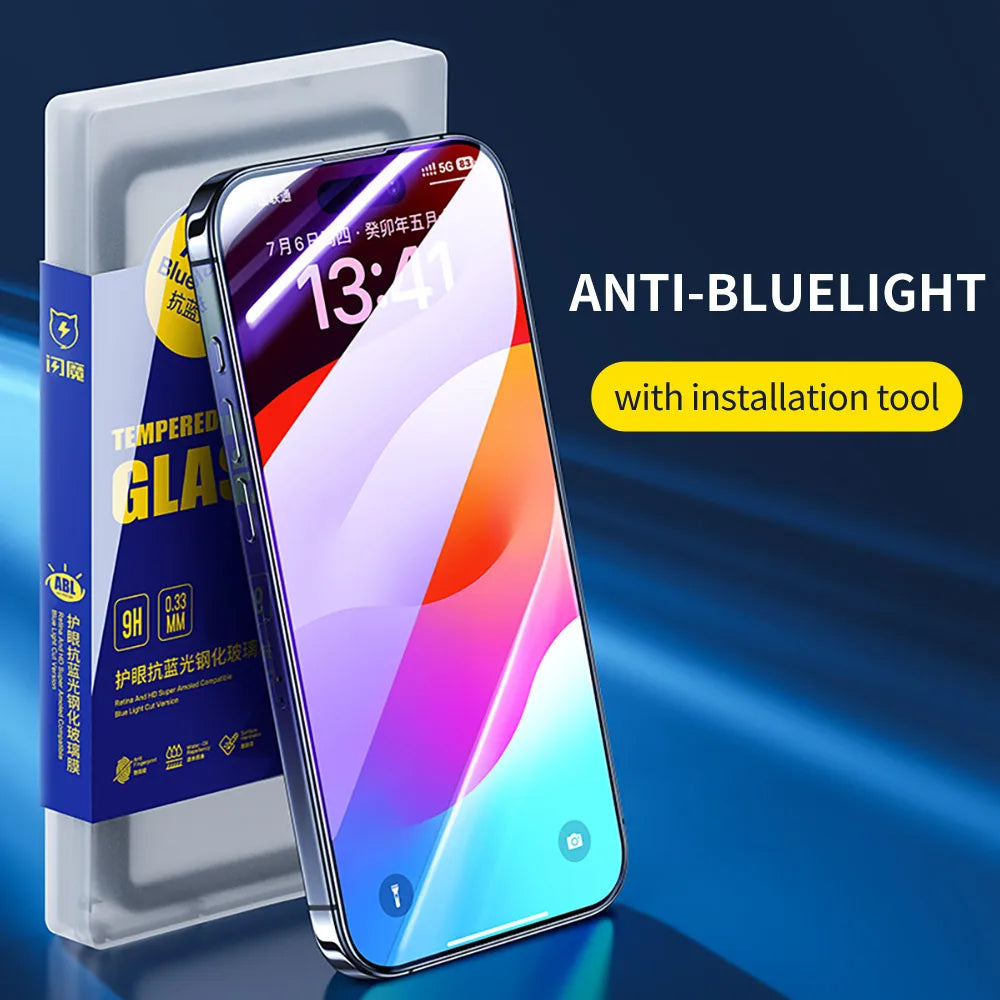 SmartDevil Full Cover Tempered Glass for iPhone 17 17Pro Max 16ProMax 16Pro Screen Protector for iPhone 15Pro HD Anti-blue Light - Shoppiline
