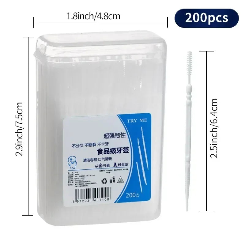 Portable Ultra Fine Toothpick Disposable Family Box Packed Pick Double Head High End Personality Creative Fruit Stick 200 Pieces