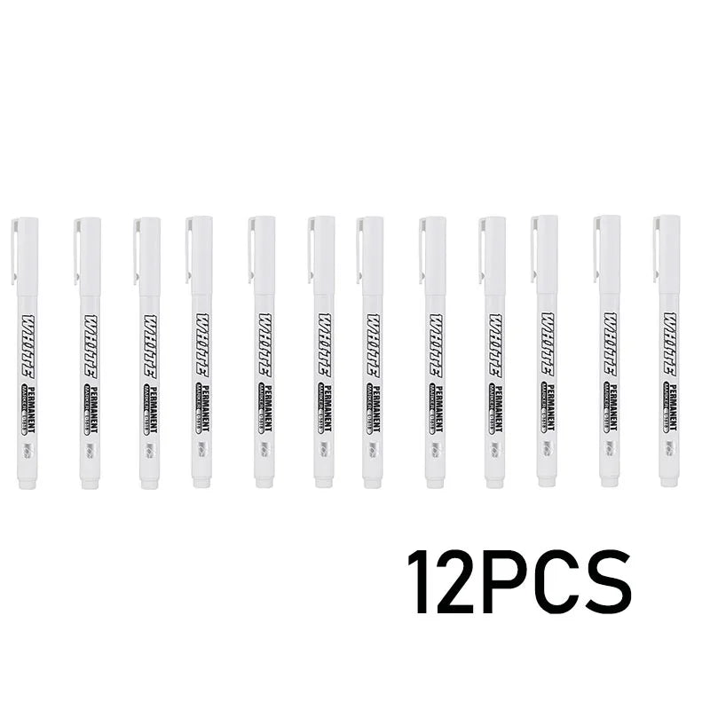 New 1/2/3PCS Waterproof Metal Marker Permanent White Paint Pen Washing Art Painting Graffiti Pens Fabric Wood Leather Marker1MM