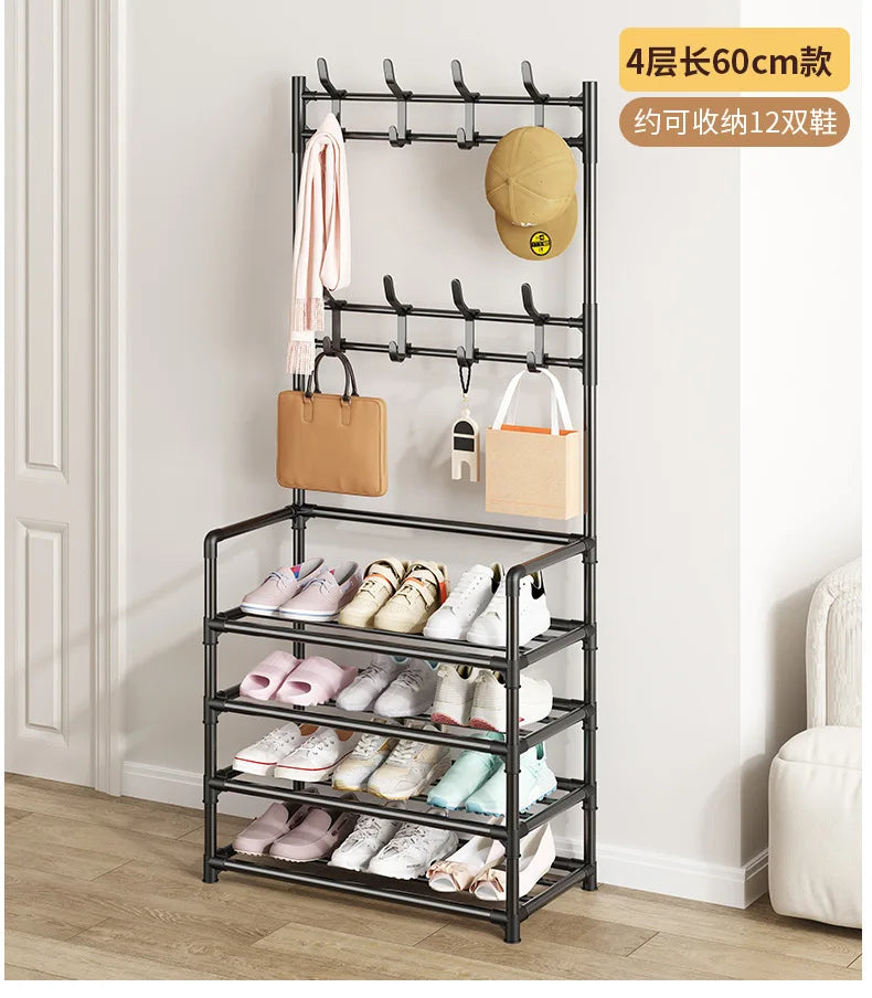 Multi-layer Door-mounted Shoe Hat Rack - Simple Assembly Household Integrated Multi-functional Storage Cabinet for Home Use