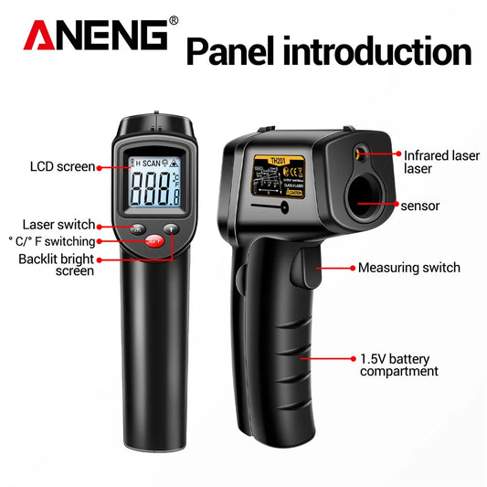 ANENG TH201 Thermometer Celsius Display Digital Infrared Thermometer Highly Sensitive Non-contact Temperature Measuring Gun Tool - Shoppiline