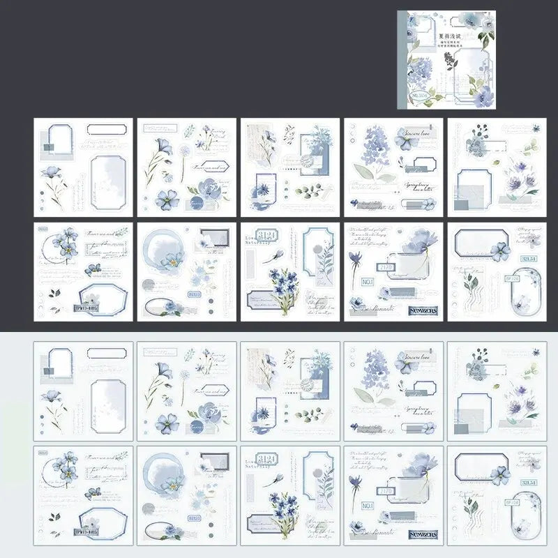 4Style 20pcs/book INS Floral Sticker Book Four Seasons Theme Cutting Scrapbook Dual-material Handbook DIY Decorative Stickers