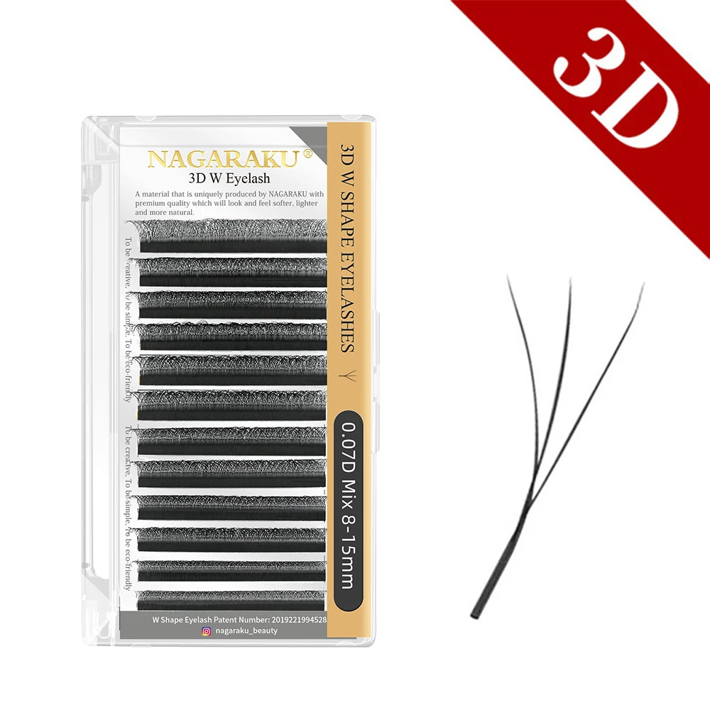 NAGARAKU Automatic Flowering W Shape Bloom 3D 4D 5D 6D Premade Fans Eyelash Extensions Natural Soft Light Full Dense