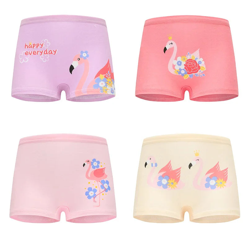 4 Stück/Los Design Kinder Mädchen Höschen Baumwolle Weich Hübsche Cartoon Einhorn Kinderunterwäsche für Mädchen Kinder Boxer Atmungsaktiv