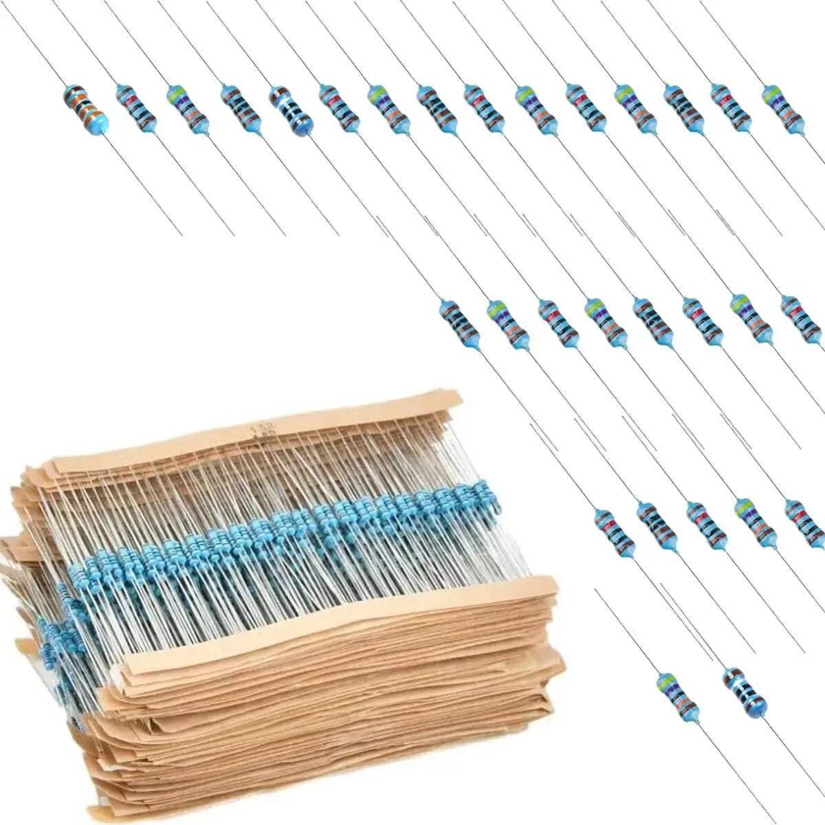 600 Pcs Metal Film Resistor Kit Assorted Kit 30 Values Metal Film Resistor Resistance 1/4W 1ohm-10Mohm 1% Tolerance