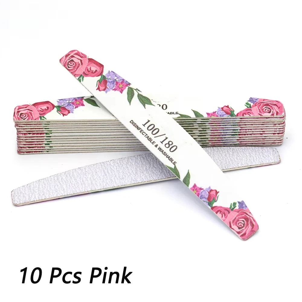 10pcs/Lot Wooden Nail Files Professional 100 180 240 Emery Board Manicure Buffer Grey Boat Double-sided Wooden Pedicure Buffers