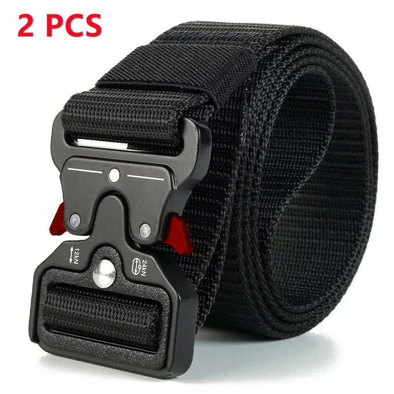Ceinture tactique authentique à dégagement rapide, ceinture militaire d'extérieur en nylon souple véritable, accessoires de sport pour hommes et femmes, ceinture noire