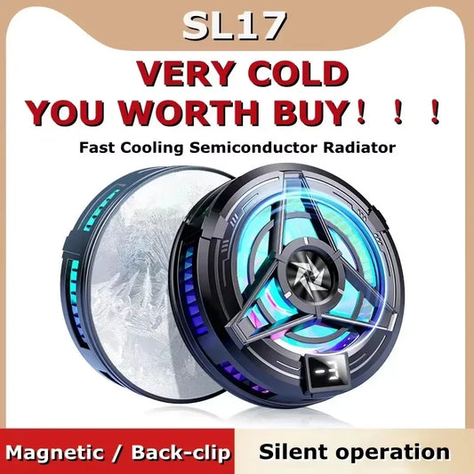 SL17 Magnetic Phones Cooler Back-Clip 2 in 1 Game Cooler Semiconductor Fast Phone Cooling Fan for IOS Android Phone - Shoppiline