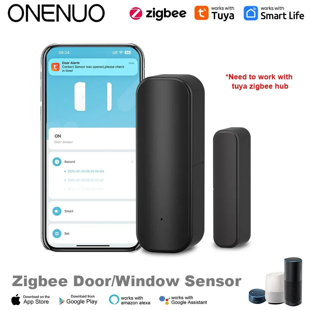 Tuya WiFi/ZigBee Door Window Sensor Smart Home Wireless Door Open Close Detectors APP Remote Alarm Work with Alexa Google Home
