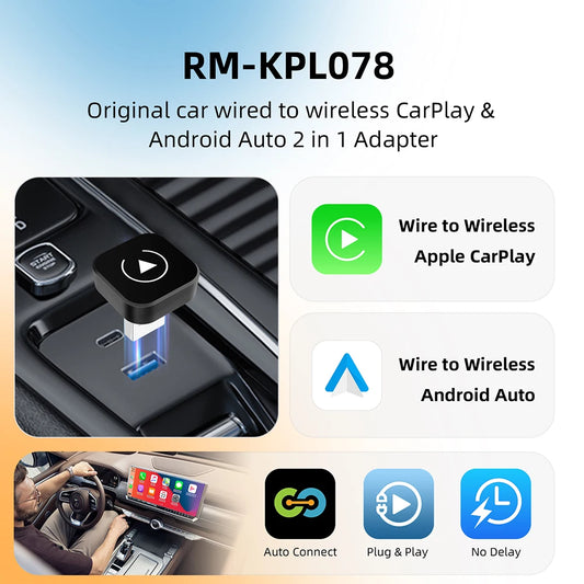 2in1 Wireless CarPlay Dongle Wireless Android Auto Adapter AI Smart Box Car Intelligent Systems For Car With Wired CarPlay - Shoppiline