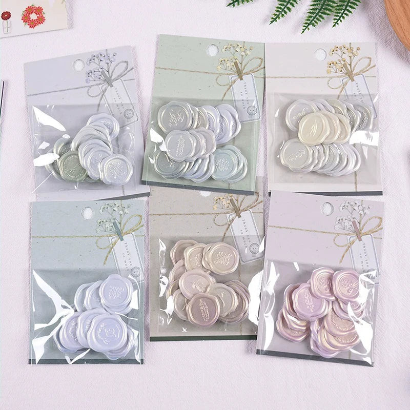 18pcs Wax Seals Stickers Vintage Envelopes Sealing Stamps Stickers Kawaii DIY Scrapbooking Journal Planner Sticky Label Tags