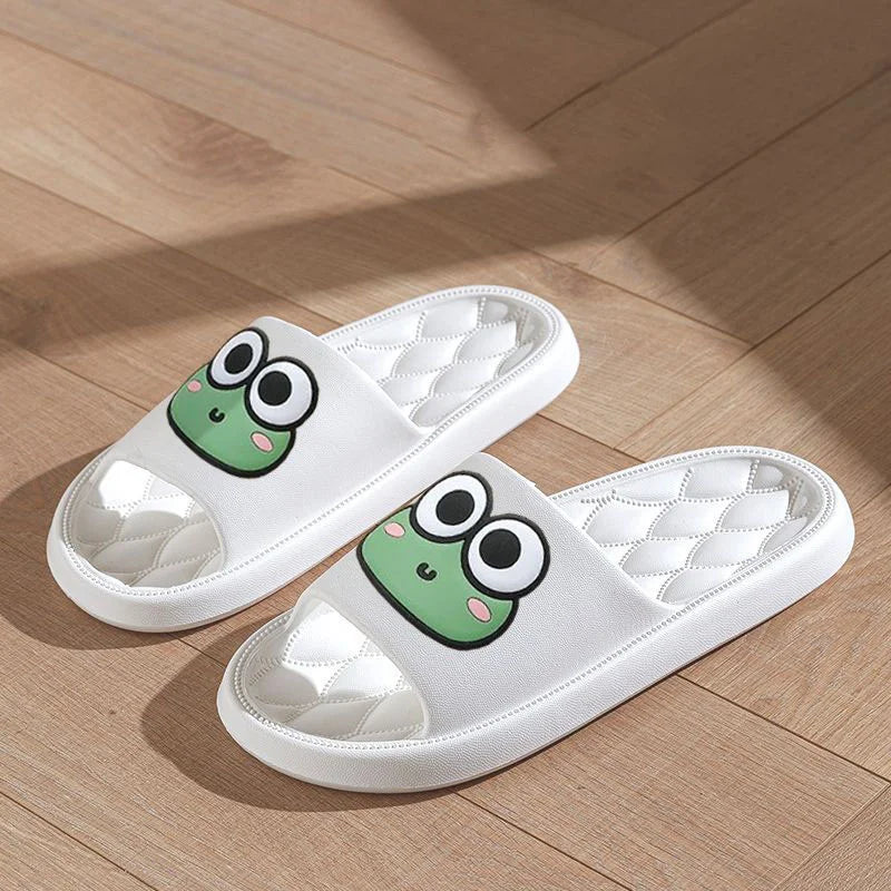 Sommer-Strand-Slides, Badelatschen, rutschfest, Hausschuhe, Anti-Rutsch-Heim-Flip-Flops, Cartoon-Frosch-weiche Sandalen