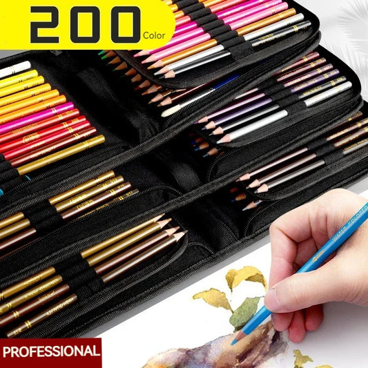 200/120/72/48 Colored Pencils Oil / Watercolor Color Pencils with Cloth Bag For Professional Drawing Sketching Art Supplies - Shoppiline