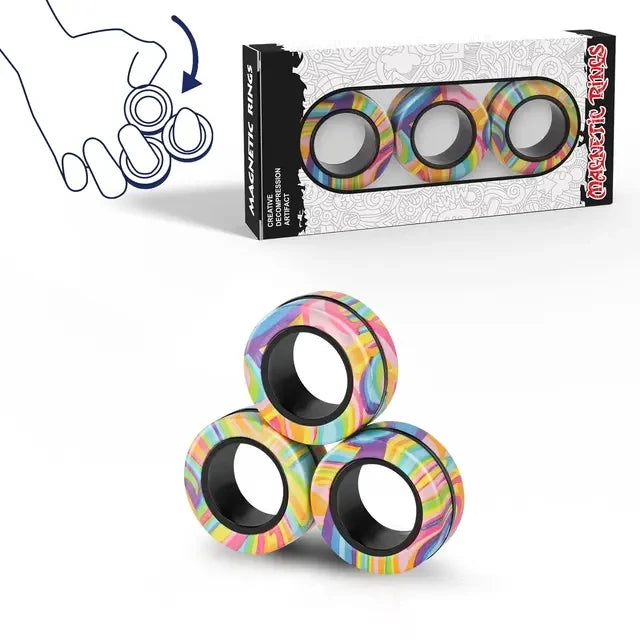 Magnetic Rings Fidget Toy Set Adult Fidget Magnets Spinner Rings Fidget Pack Great Gift for Adults Teens (3PCS)