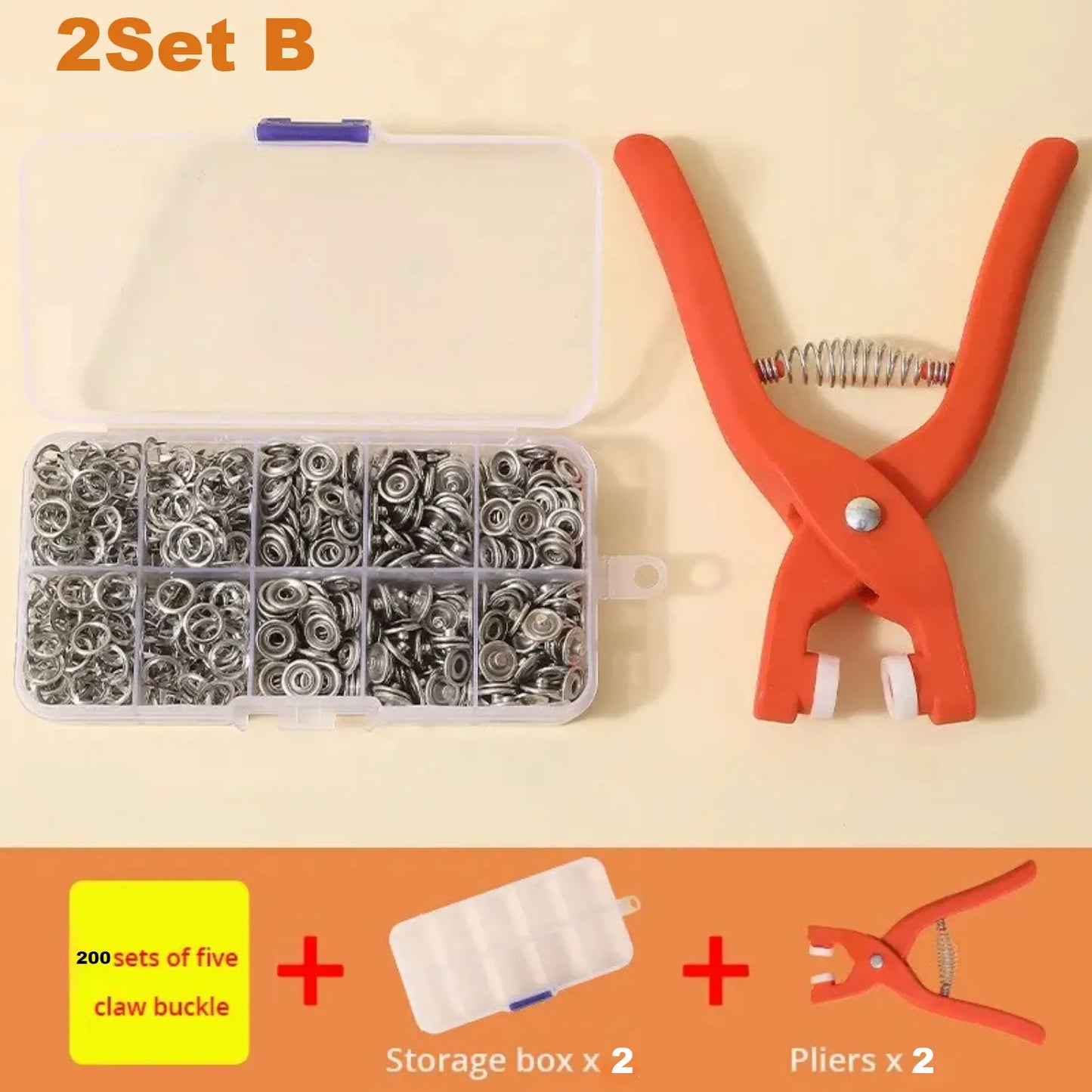 2er-Set Druckknopf-Kit mit Handdruckzange, 50 Druckknöpfe, Metalldruckknöpfe zum Nähen, Nähdruckknöpfe für DIY-Bastelarbeiten, Kleidung, Hüte
