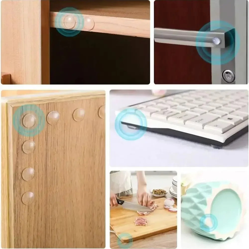 Silicone Self-Adhesive Clear Round Bumper Pads, Cabinet Door Sound Dampening Buffers, Furniture Silent Rubber Stoppers