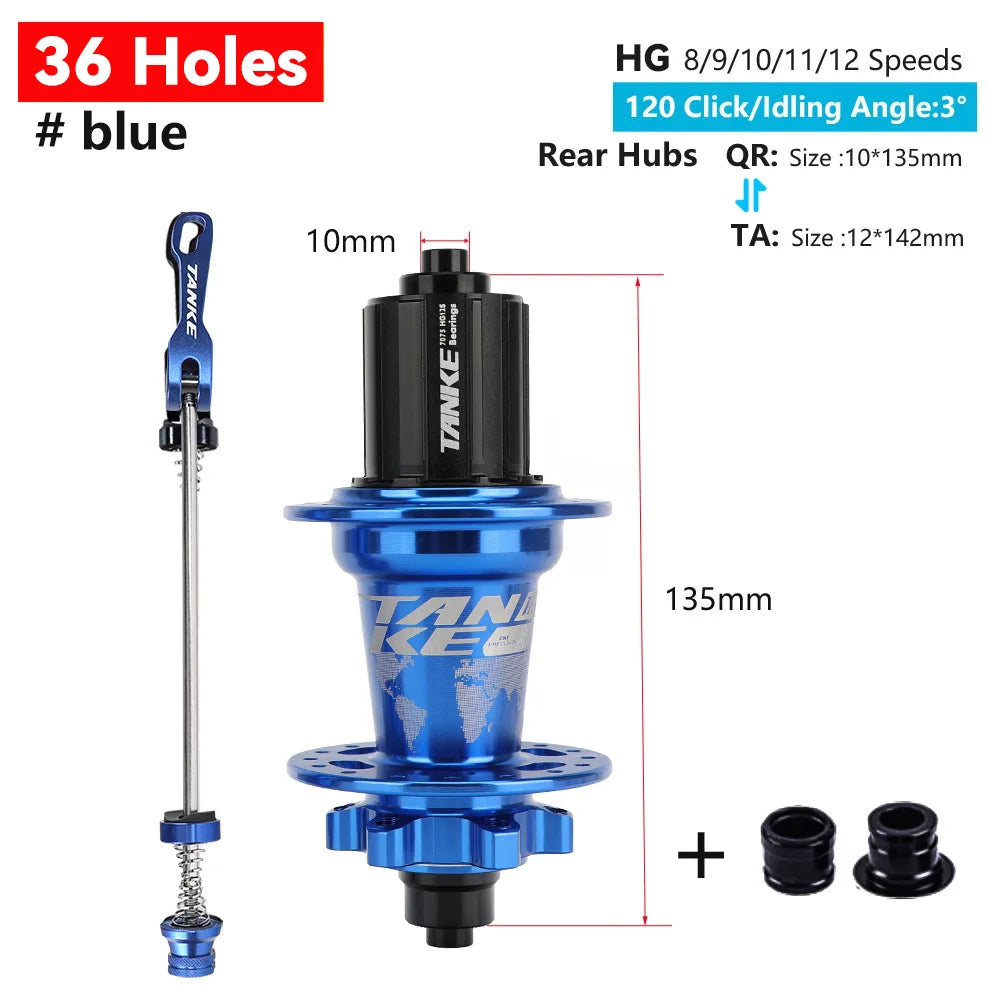 TANKE MTB 120 Click Hub 6 Bearing Bike Front Rear 28 32 36 Holes Disc Brake QR Bicycle mass thunder Noisy Cube 6 Pawl Hubs TH390