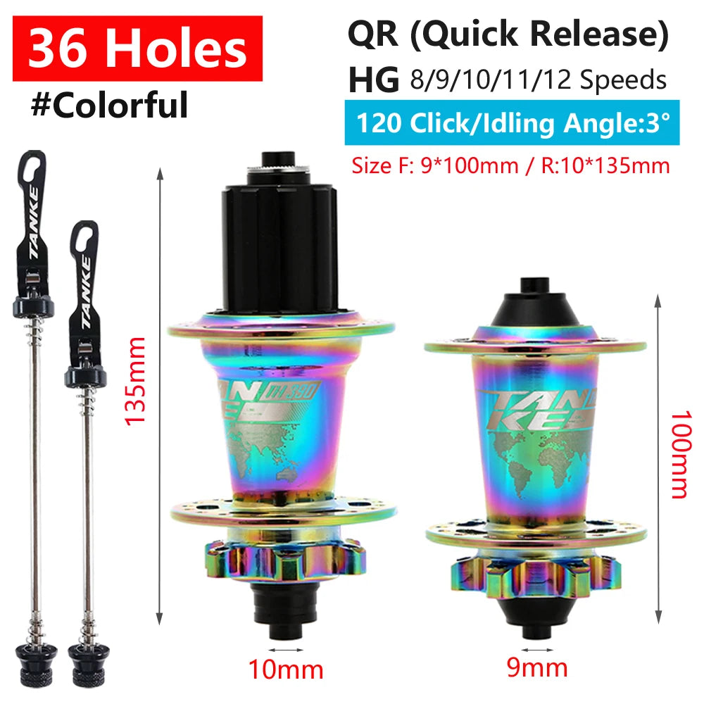 TANKE 120 Click Hub 6 Bearing MTB Mountain Bike Front Rear Thru HG 28 32 36 Holes Disc Brake Bicycle Hubs 8 9 10 11 12 Speed