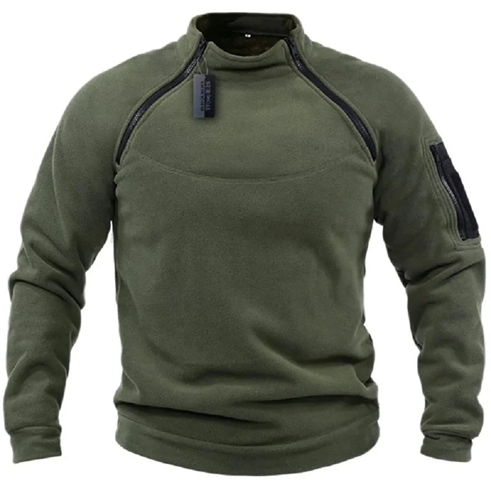 Taktische Hoodies für Herren, Militär-Outdoor-Pullover, Langarm-Pullover mit Reißverschluss, Fleece, winddicht, Thermo, für Wandern, Camping, Armee