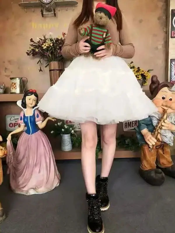 Lolita Cosplay Organza Ruffles Short Petticoat Underskirt for Girls Tutu Half Slips Bridal Accessorie