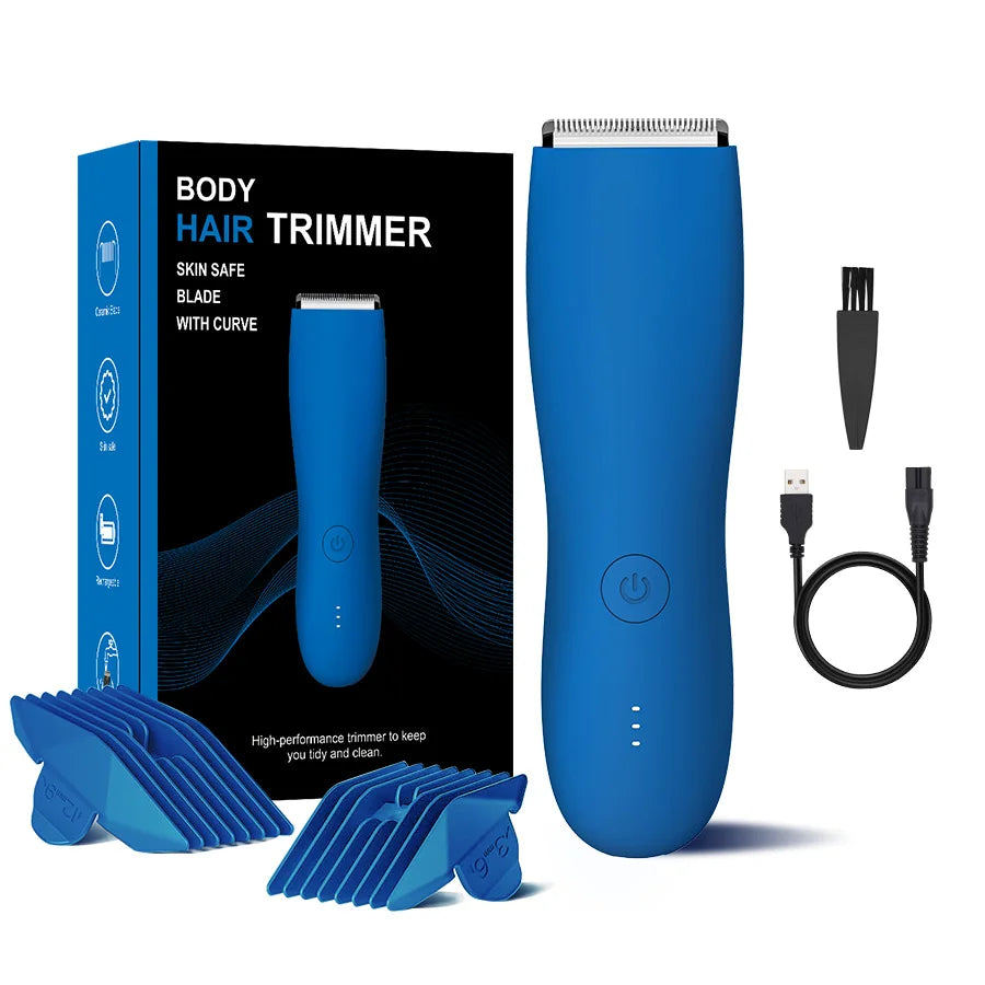 Men's Electric Groin & Body Shaver - Waterproof Dual Head Trimmer Kit w/ LED Light & Foil Blades - Shoppiline