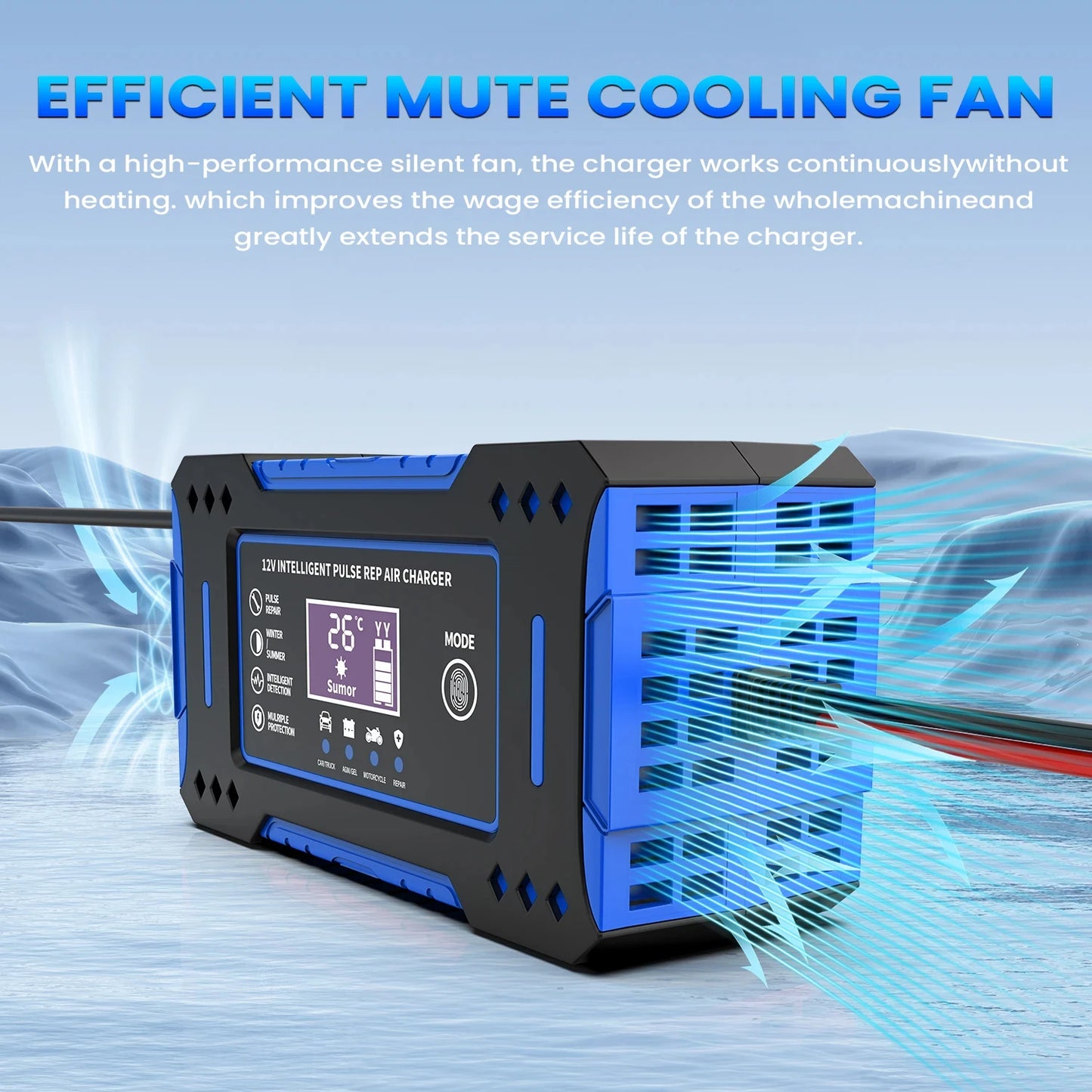 Batteriereparatur LCD-Anzeige 6A 12V Intelligentes Auto-Batterieladegerät Auto- und Motorrad-Batterieladeeinheit Blei-Säure