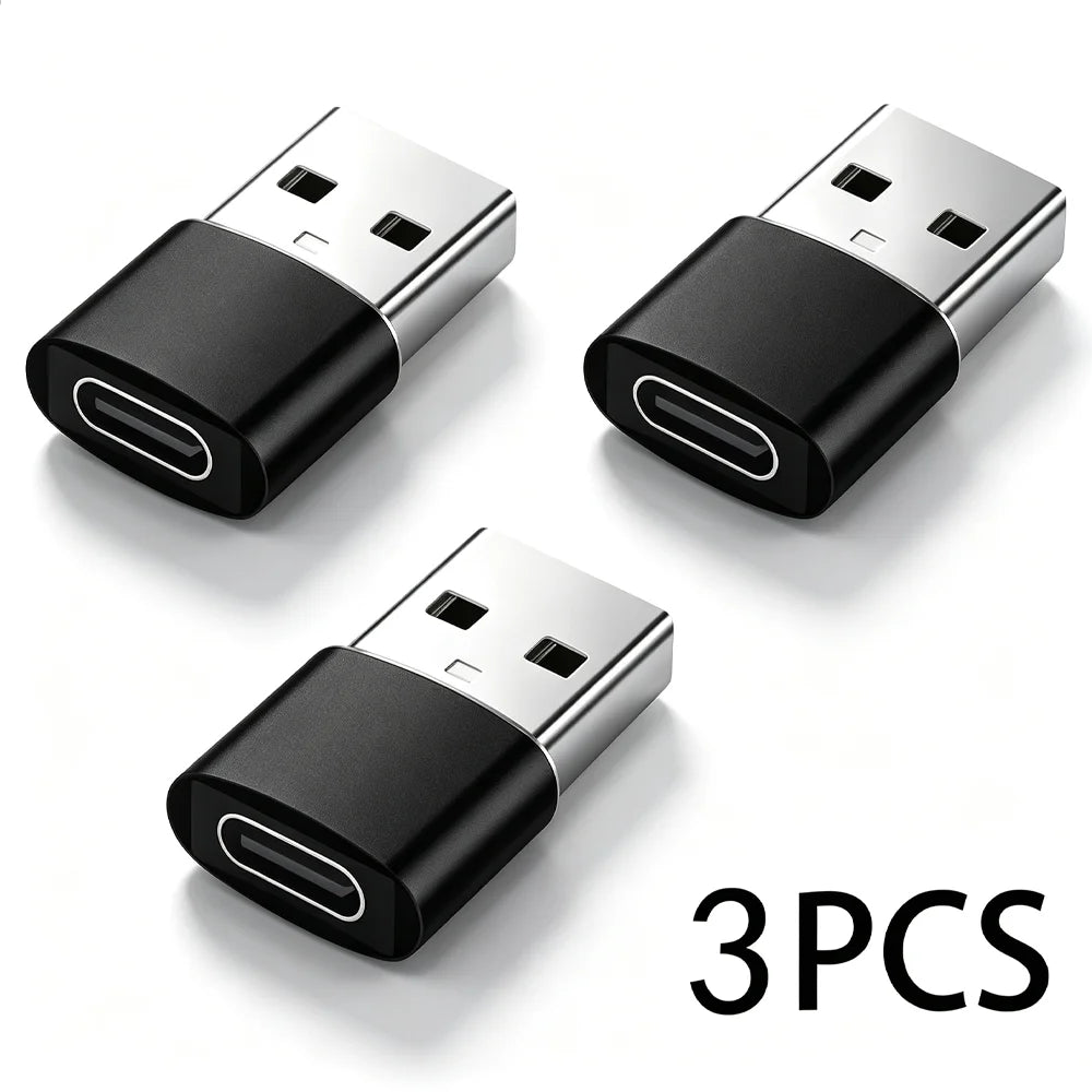 3-Pack USB to USB C Adapter, USB C Female to USB Male Super Fast Charging and OTG Converter Compatible with iPhone 15/14/13/12