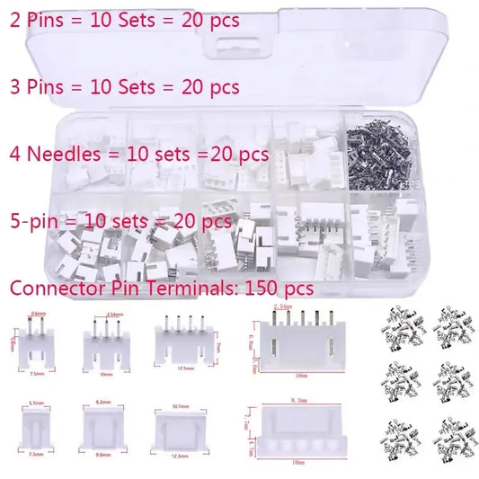 230 Pieces 2/3/4/5p Male and Female Pin Terminal Kit Housing Pin Header XH-2.54 4Value Connectors Adaptor